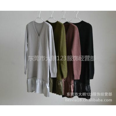 【供應(yīng)2014秋季韓版毛織兔毛連衣裙氣質(zhì)高檔花邊交叉V領(lǐng)連衣裙】價(jià)格_廠家 - 中國供應(yīng)商
